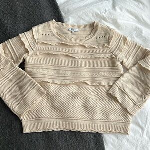 Lucy Paris cream coquette style sweater with frilly details